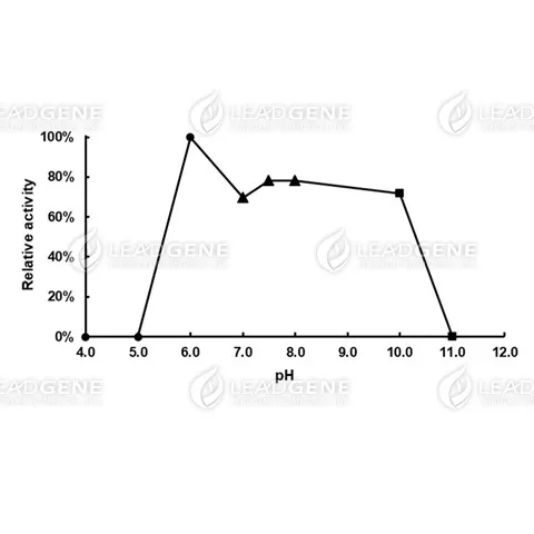 pH activity of Diaphorase. The buffer conditions with various pH values were used in the reaction at 25°C. pH 4.0-6.0, 0.1 M Sodium citrate buffer; pH 7.0-8.0, 0.1 M Potassium phosphate buffer; pH 10.0-11.0, 0.1 M Carbonate-bicarbonate buffer.
